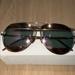 Dior Gold Aviator Sunglasses with pink Lenses